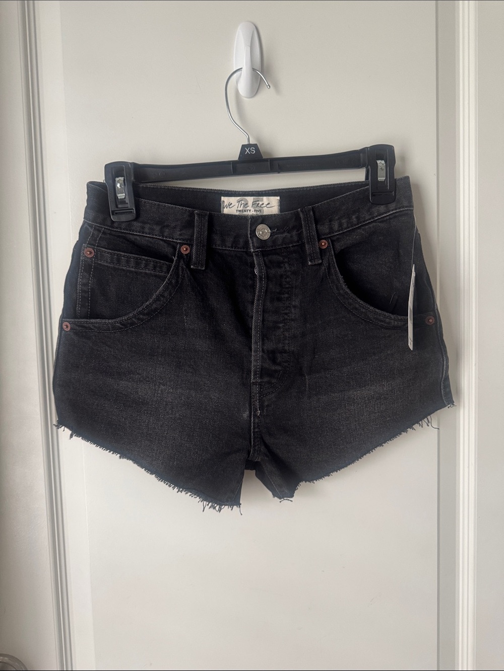 We The Free Black High-Rise Cutoff Jean Shorts